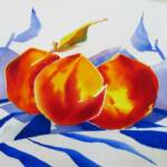 "Peaches on stripes"
            7 x 7"